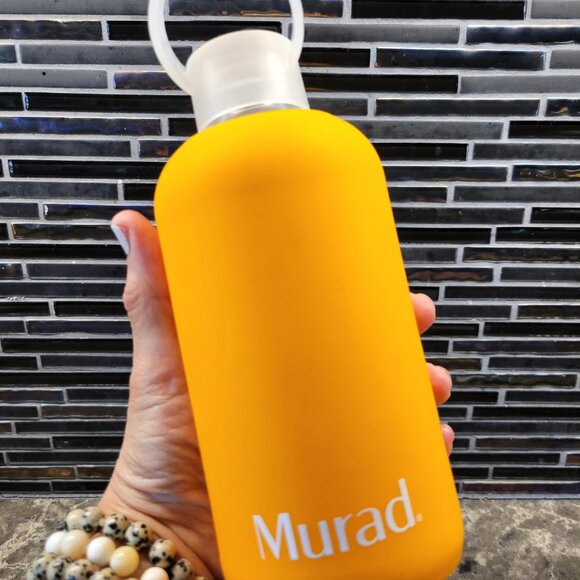 BKR WATER BOTTLE MURAD SWAG GLASS SILICONE SLEEVE LITTLE 16 OZ ORANGE PROMO LOGO - Picture 1 of 15